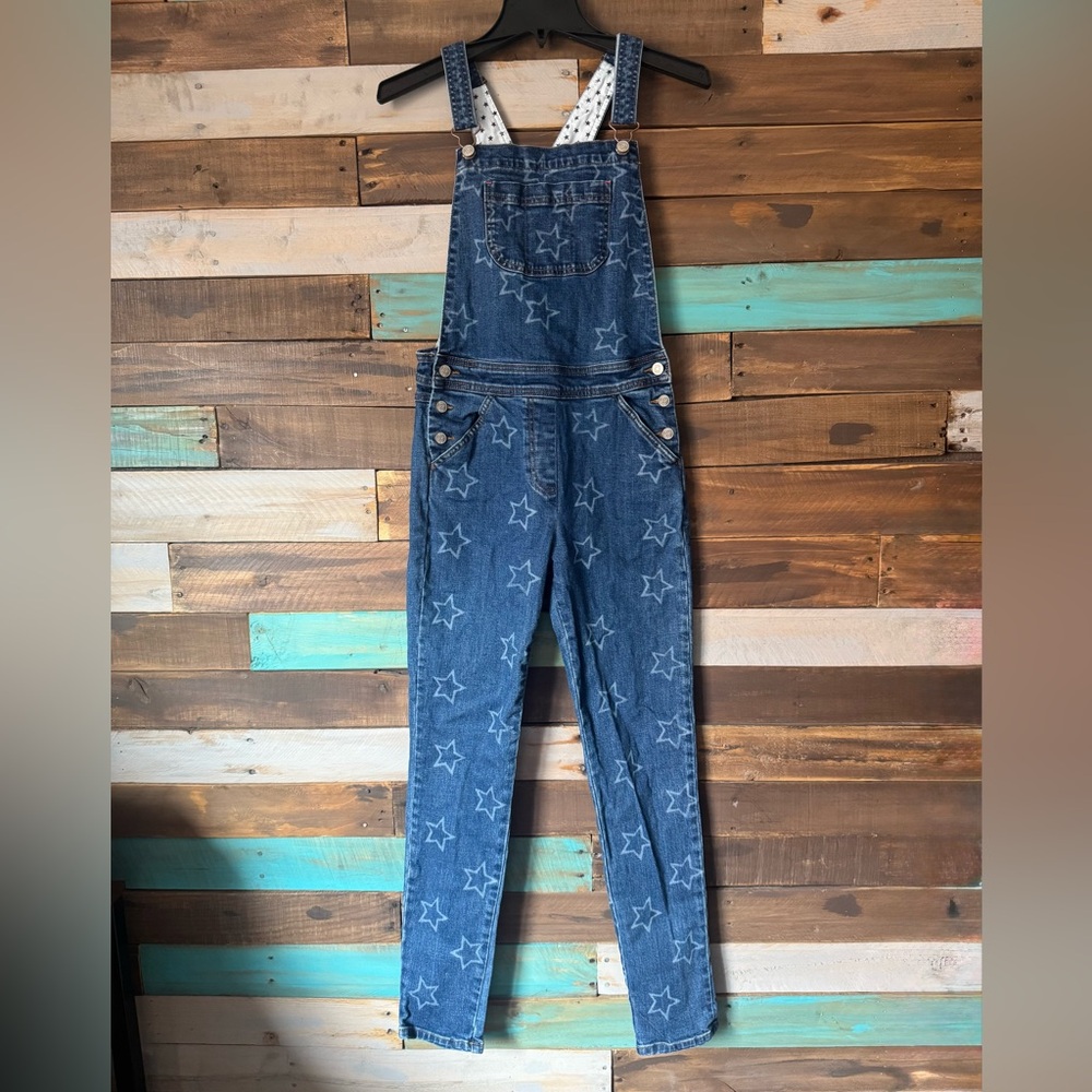 Boden Girls Classic Denim Overalls with Star Lining - Size 15-16Y